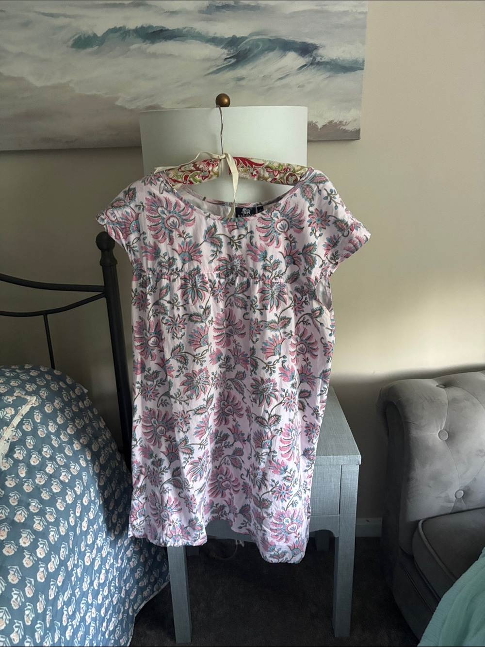 Girls Pink Floral Short-Sleeve Dress